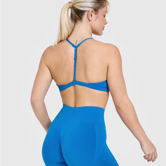 NWT Oner Active United Ultra Micro V-Neck Bralette in Retro Blue (S) - Picture 2 of 6